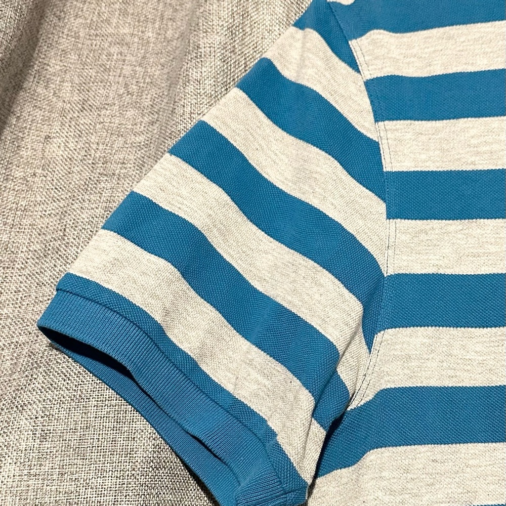 Burberry London Men’s Teal and White Striped Polo Shirt, Size L - Picture 5 of 6